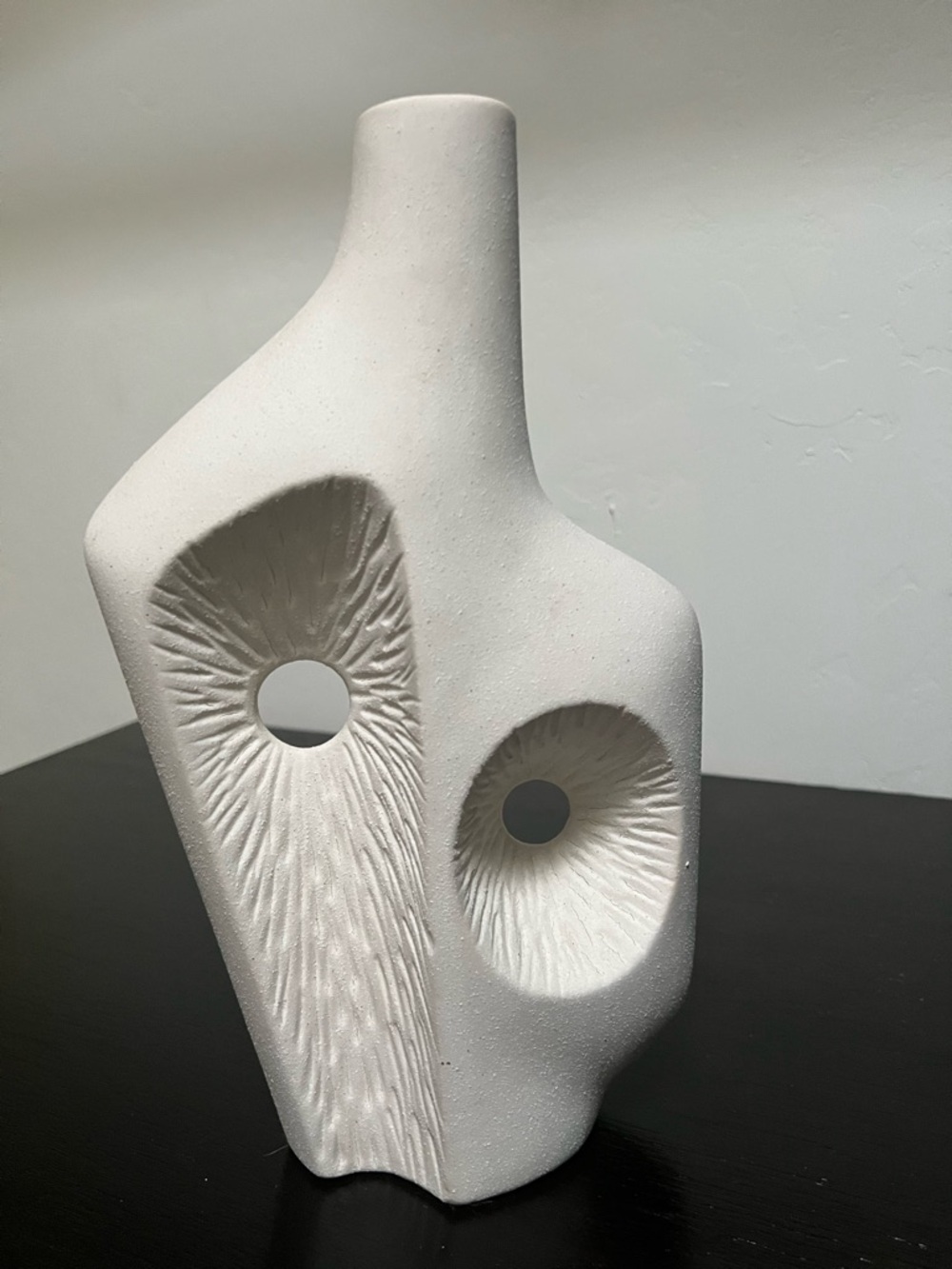 Neutral White Abstract Ceramic Sculpture Vase - Contemporary Home Art